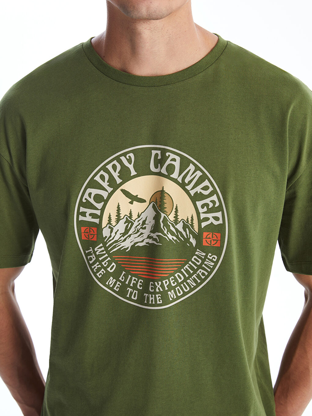 Crew Neck Short Sleeve Printed Combed Cotton Men's T-shirt -S4KV72Z8-R1F