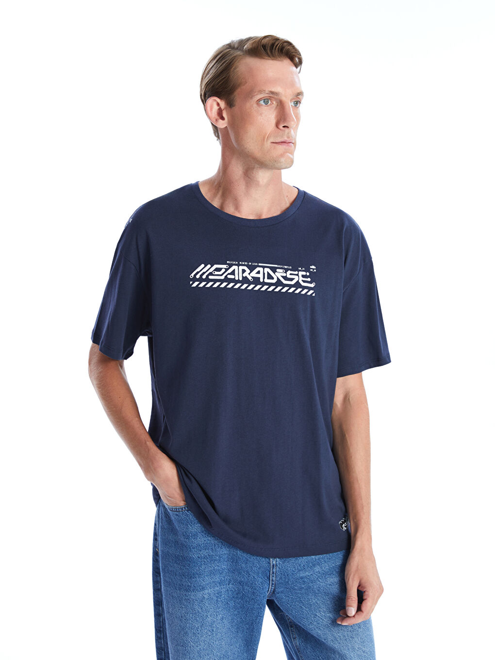 Crew Neck Short Sleeve Printed Combed Cotton Men's T-shirt -S4KV77Z8-HME