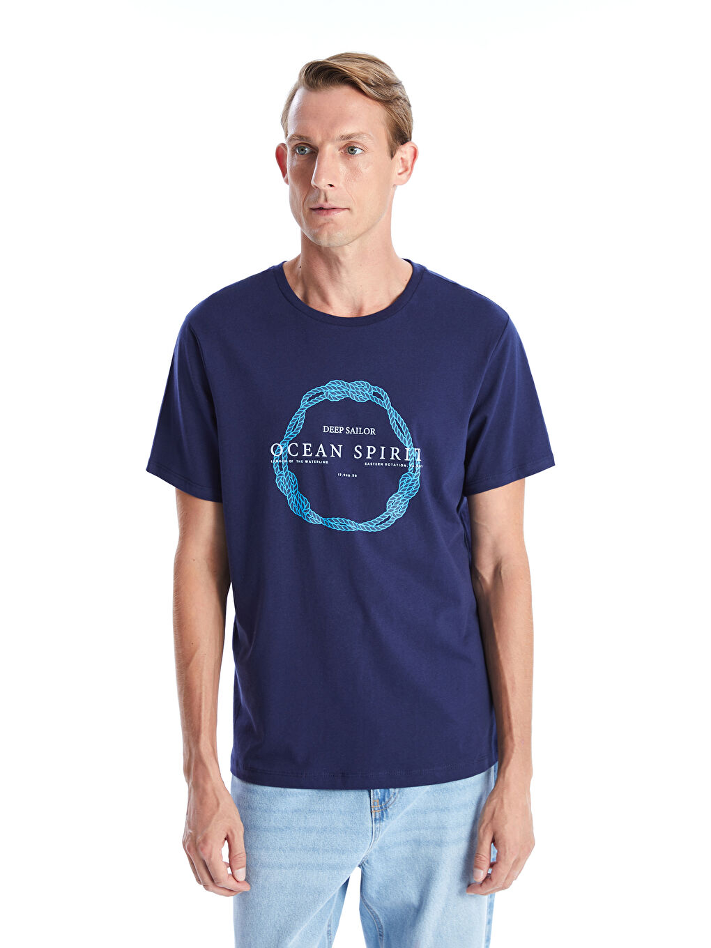 Crew Neck Short Sleeve Printed Combed Cotton Men's T-shirt -S4KV79Z8-R40