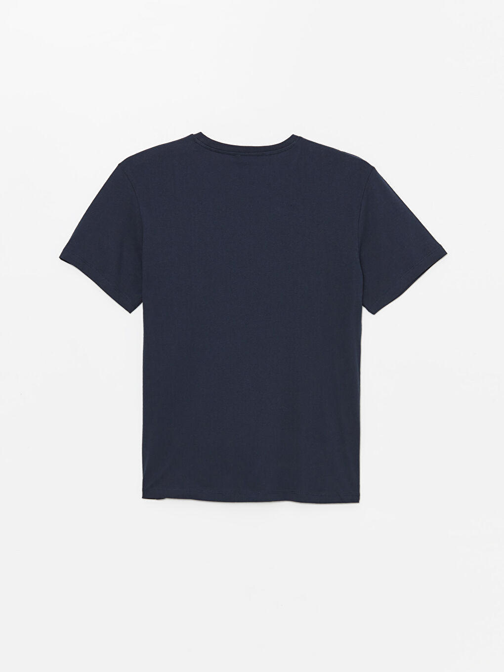 Lacivert Bisiklet Yaka Kısa Kollu Baskılı Erkek Tişört-5