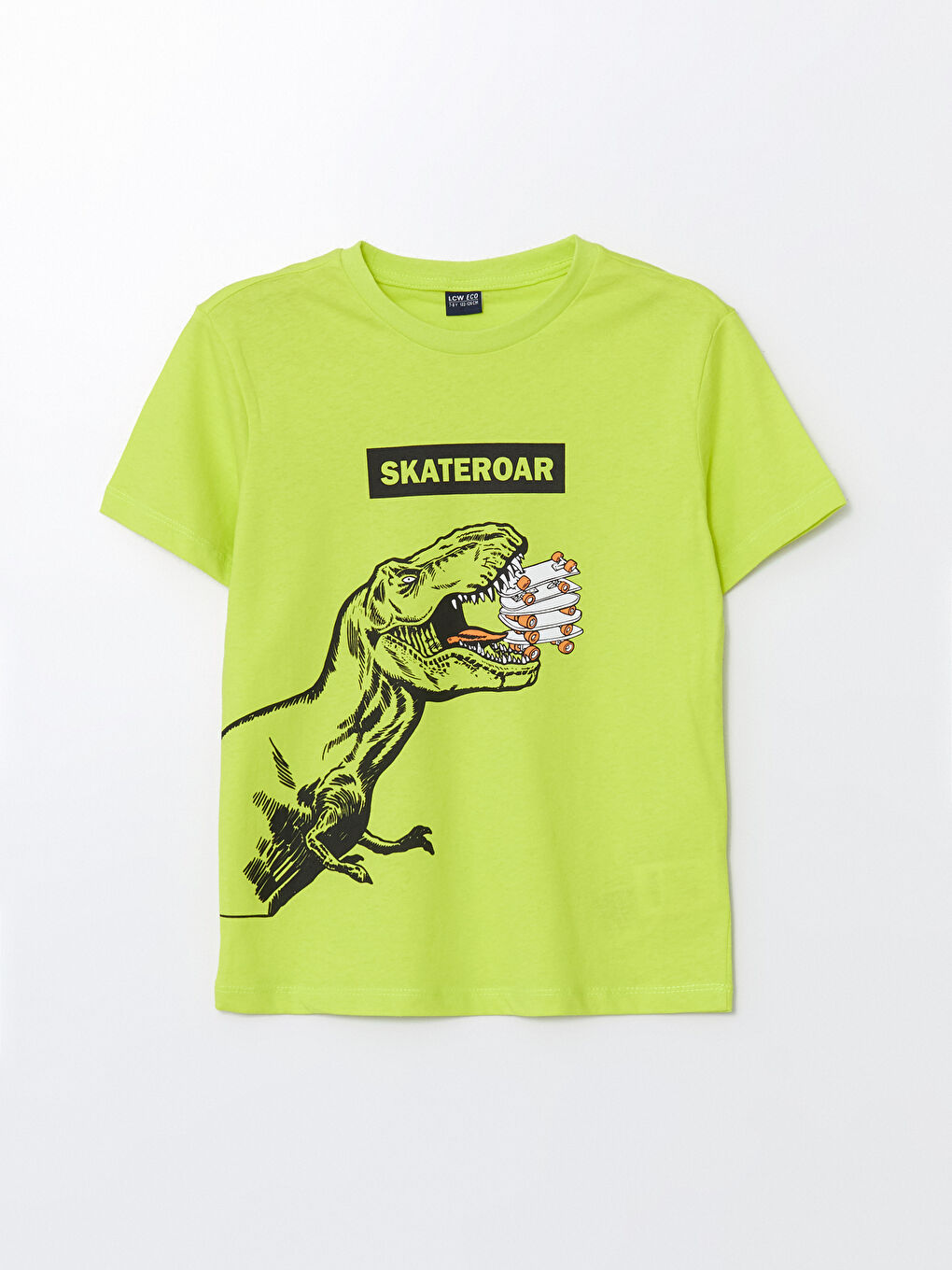 Yeşil Bisiklet Yaka Baskılı Kısa Kollu Erkek Çocuk Tişört