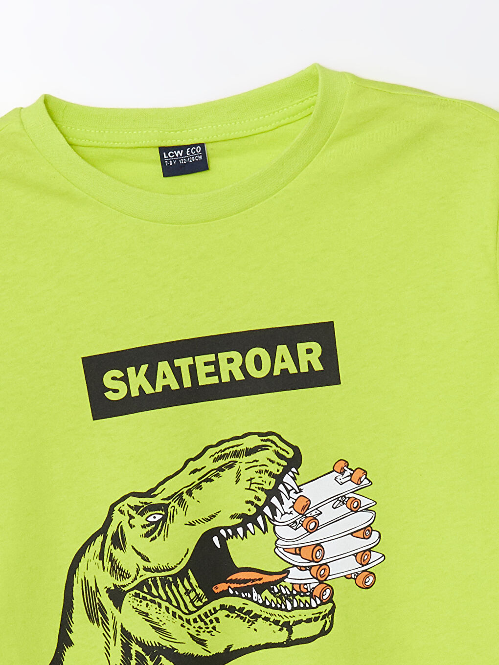 Yeşil Bisiklet Yaka Baskılı Kısa Kollu Erkek Çocuk Tişört-1