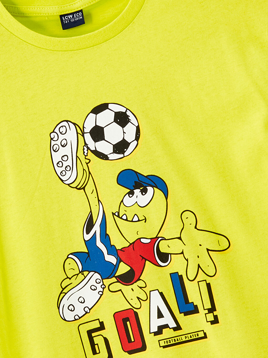 Yeşil Rahat Kalıp Bisiklet Yaka Baskılı Erkek Çocuk Tişört-1