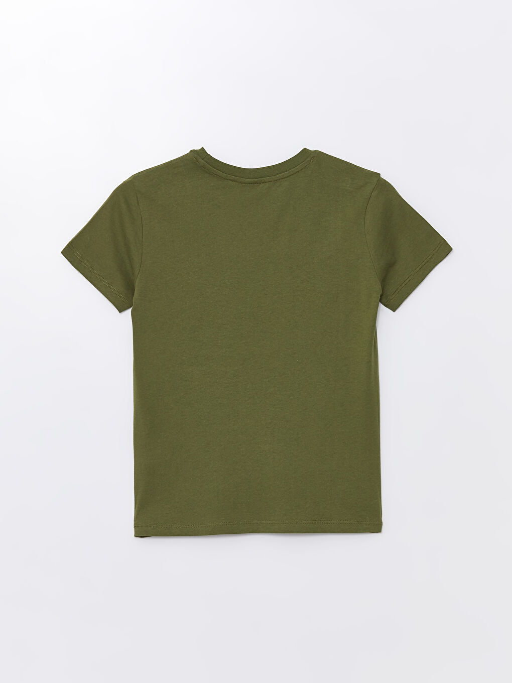 Haki Bisiklet Yaka Baskılı Kısa Kollu Erkek Çocuk Tişört-1