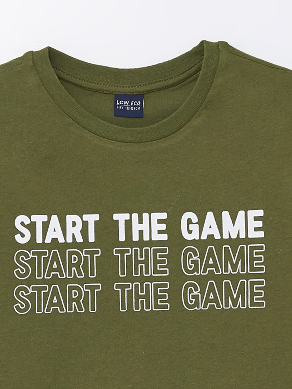 Haki Bisiklet Yaka Baskılı Kısa Kollu Erkek Çocuk Tişört-2