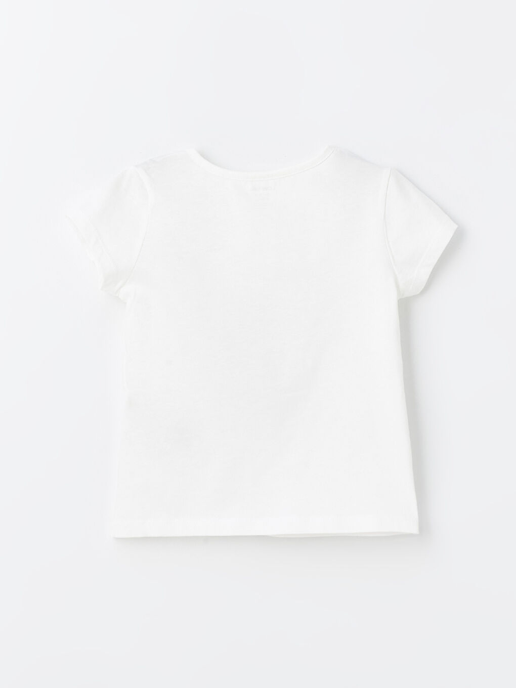 Ekru Bisiklet Yaka Baskılı Kısa Kollu Kız Bebek Tişört-1