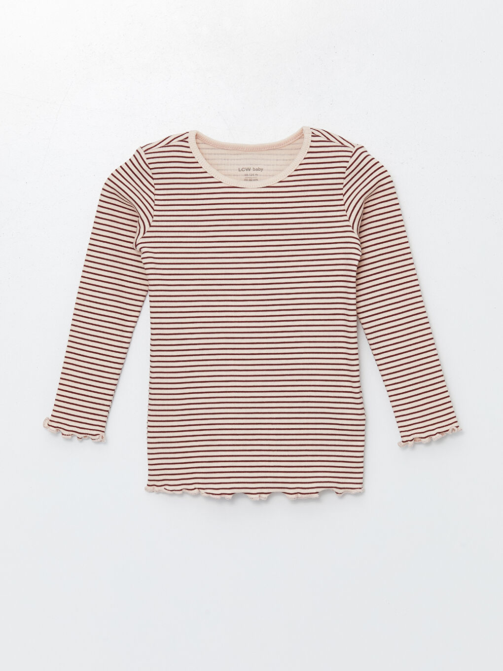 Bej Bisiklet Yaka Çizgili Kız Bebek Tişört