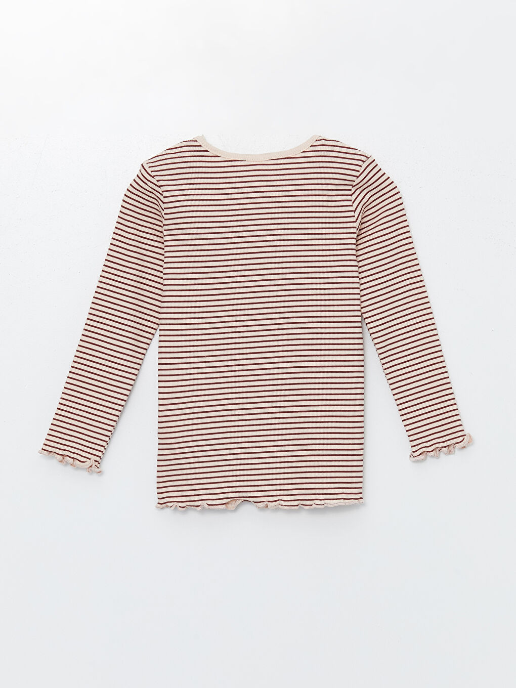 Bej Bisiklet Yaka Çizgili Kız Bebek Tişört-1