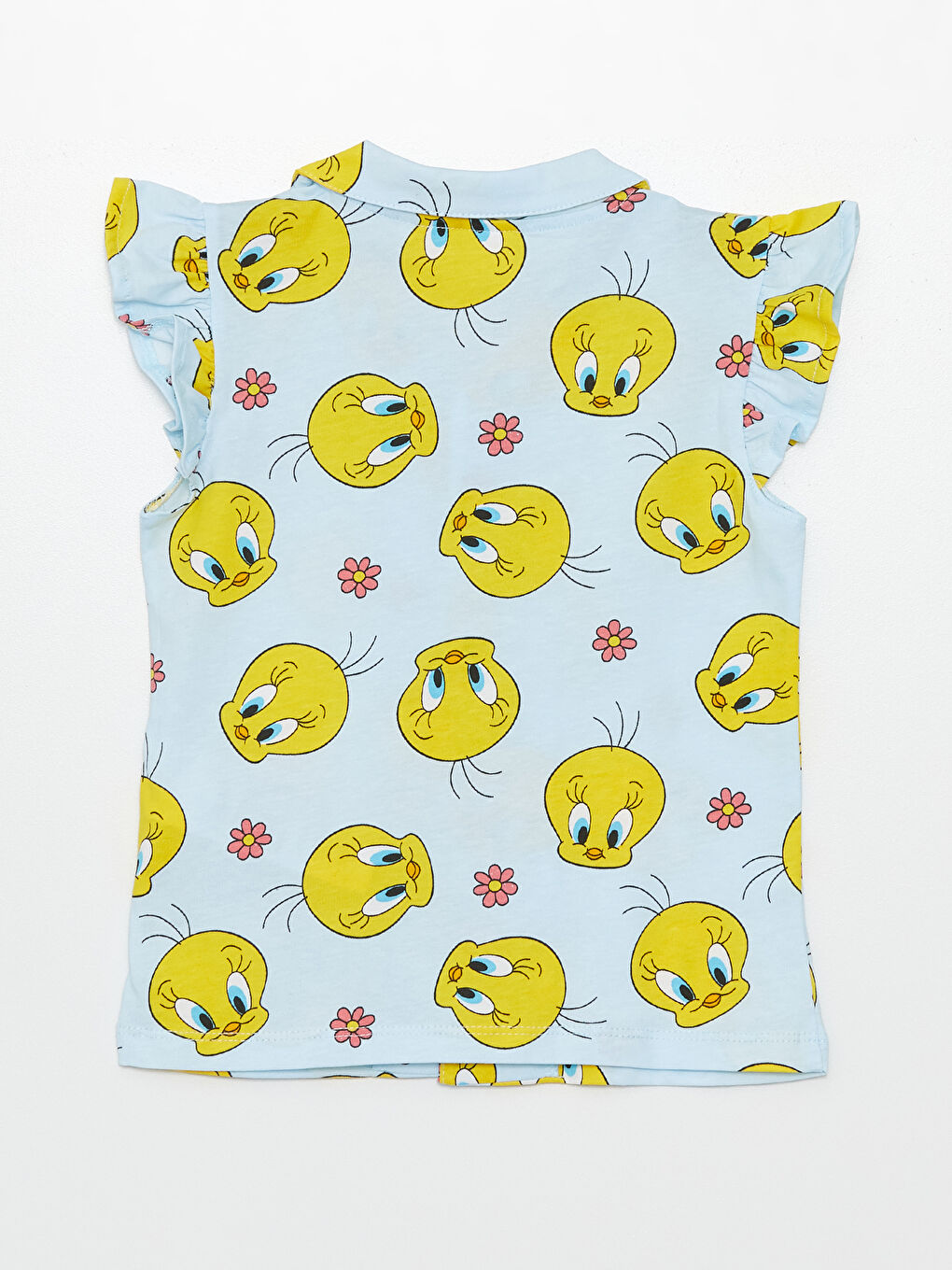 LCW baby Mavi Baskılı Tweety Baskılı Kız Bebek Şortlu Pijama Takımı - 2