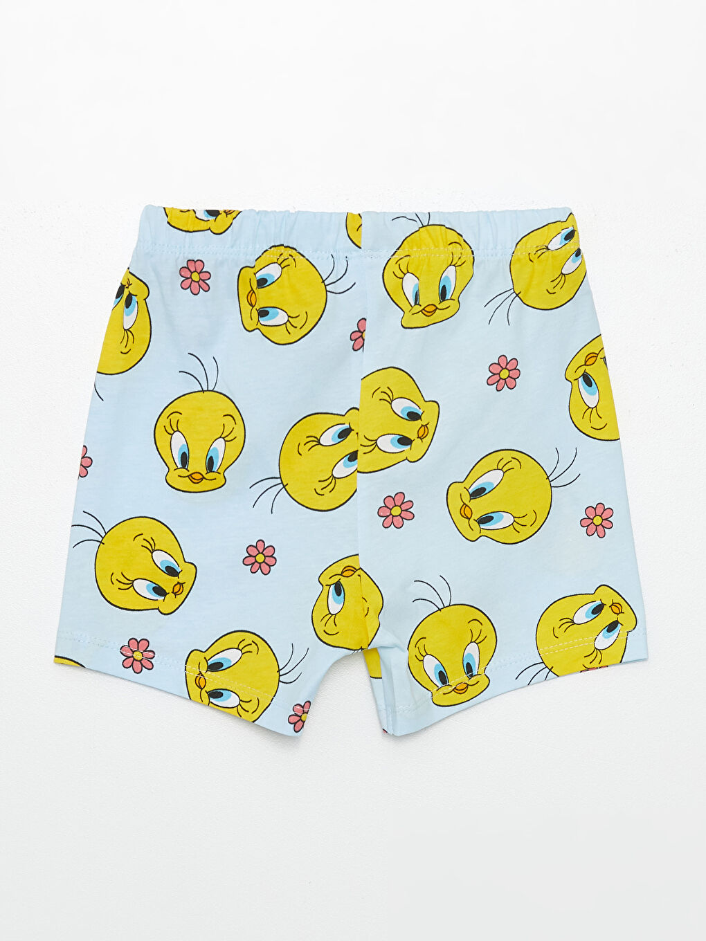 LCW baby Mavi Baskılı Tweety Baskılı Kız Bebek Şortlu Pijama Takımı - 4