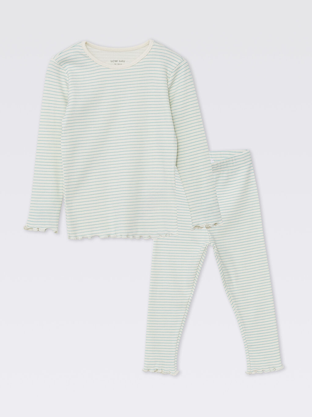 Crew Neck Long Sleeve Striped Baby Girl Pajama Set -S4KY28Z1-LRA