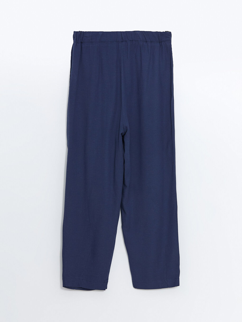 بنطلون قماش خليط كتان سادة بخصر مرن للسيدات-5