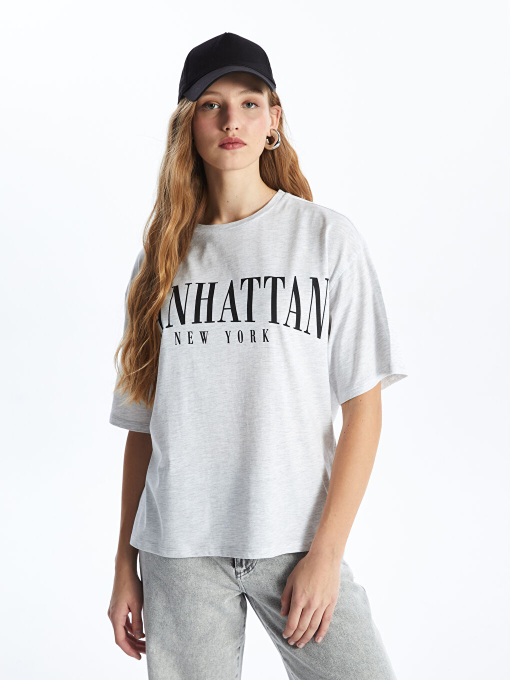 Crew Neck Printed Short Sleeve Oversized T-Shirt -S4L003Z8-YGG