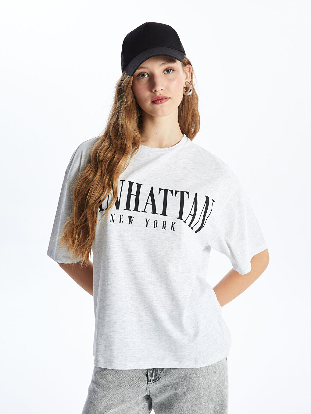 Crew Neck Printed Short Sleeve Oversized T-Shirt -S4L003Z8-YGG