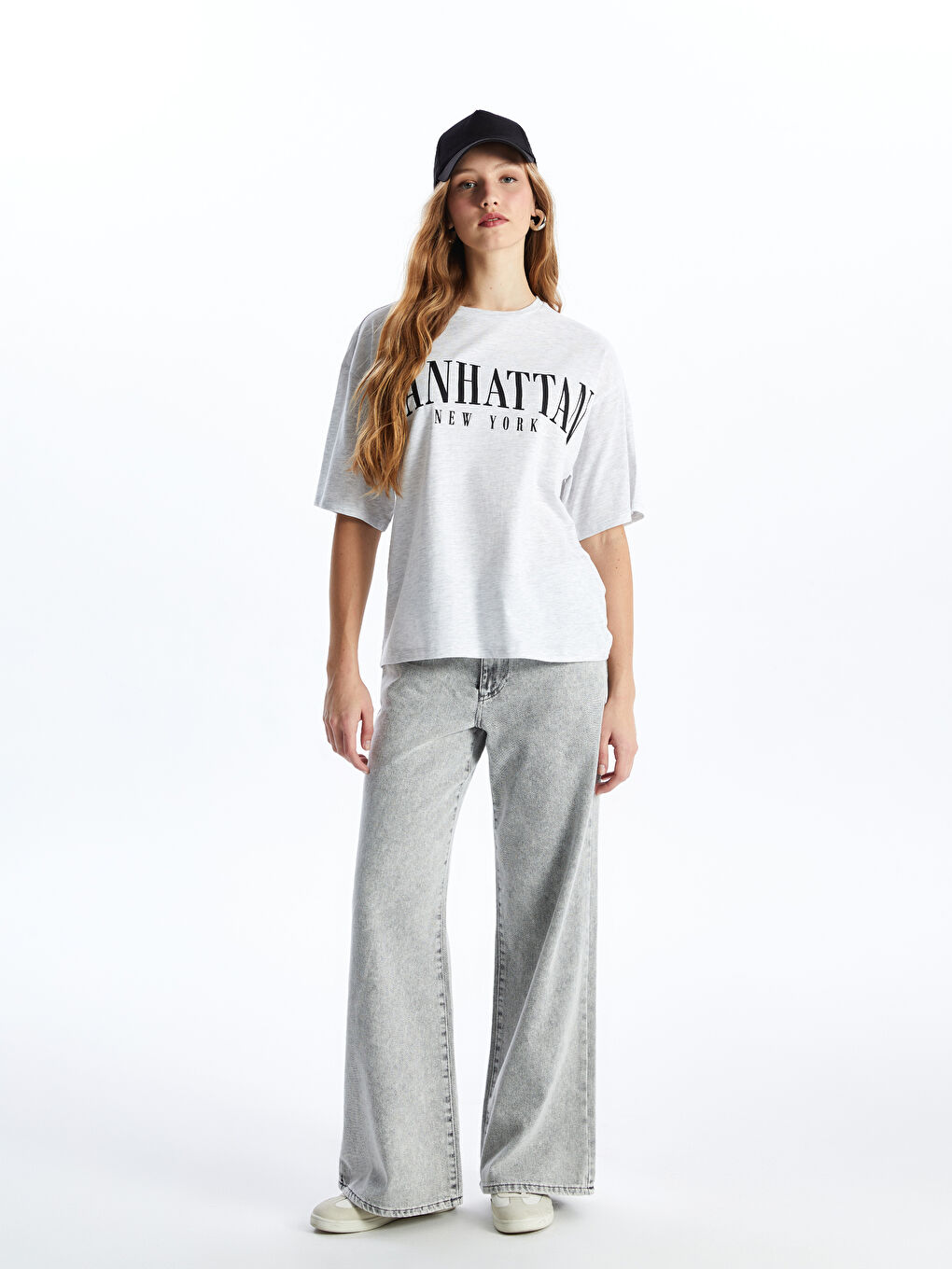 Crew Neck Printed Short Sleeve Oversized T-Shirt -S4L003Z8-YGG