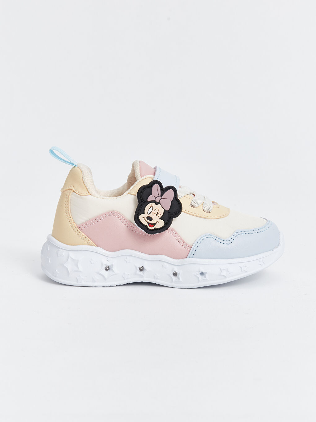 Bej Minnie Mouse Baskılı Tabanı Işıklı Kız Bebek Spor Ayakkabı-2
