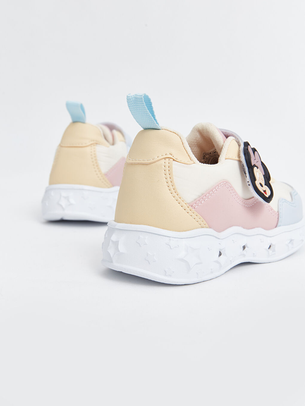 Bej Minnie Mouse Baskılı Tabanı Işıklı Kız Bebek Spor Ayakkabı-5