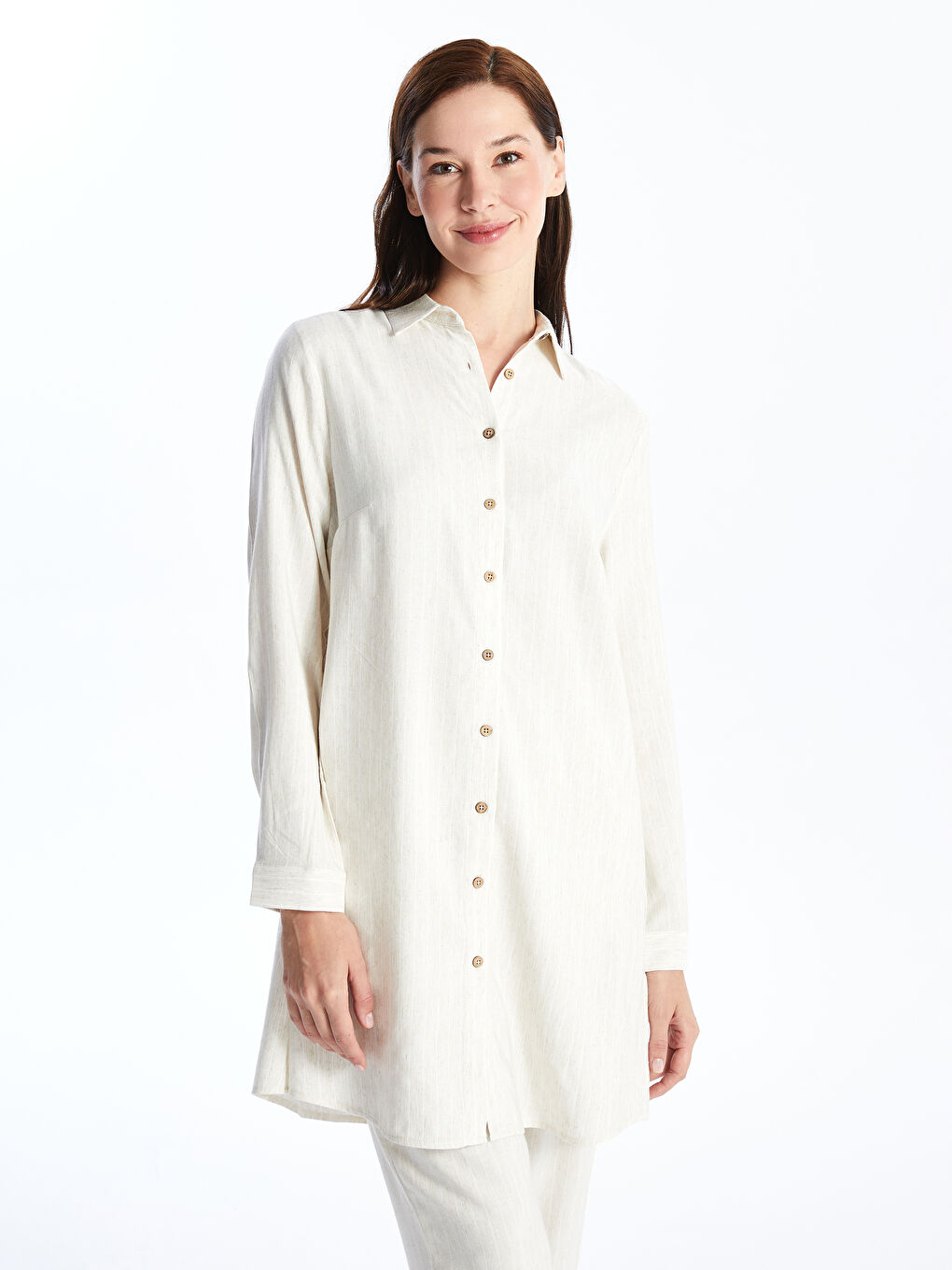 Linen Blend Women's Shirt Dress -S4L007Z8-LE8