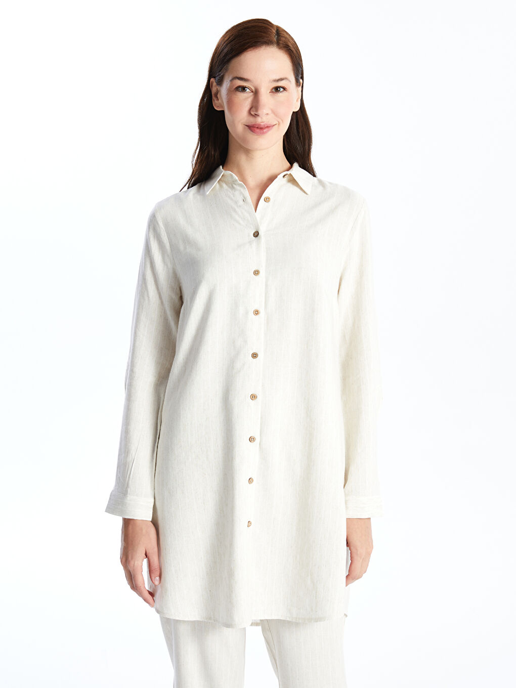 Linen Blend Women's Shirt Dress -S4L007Z8-LE8