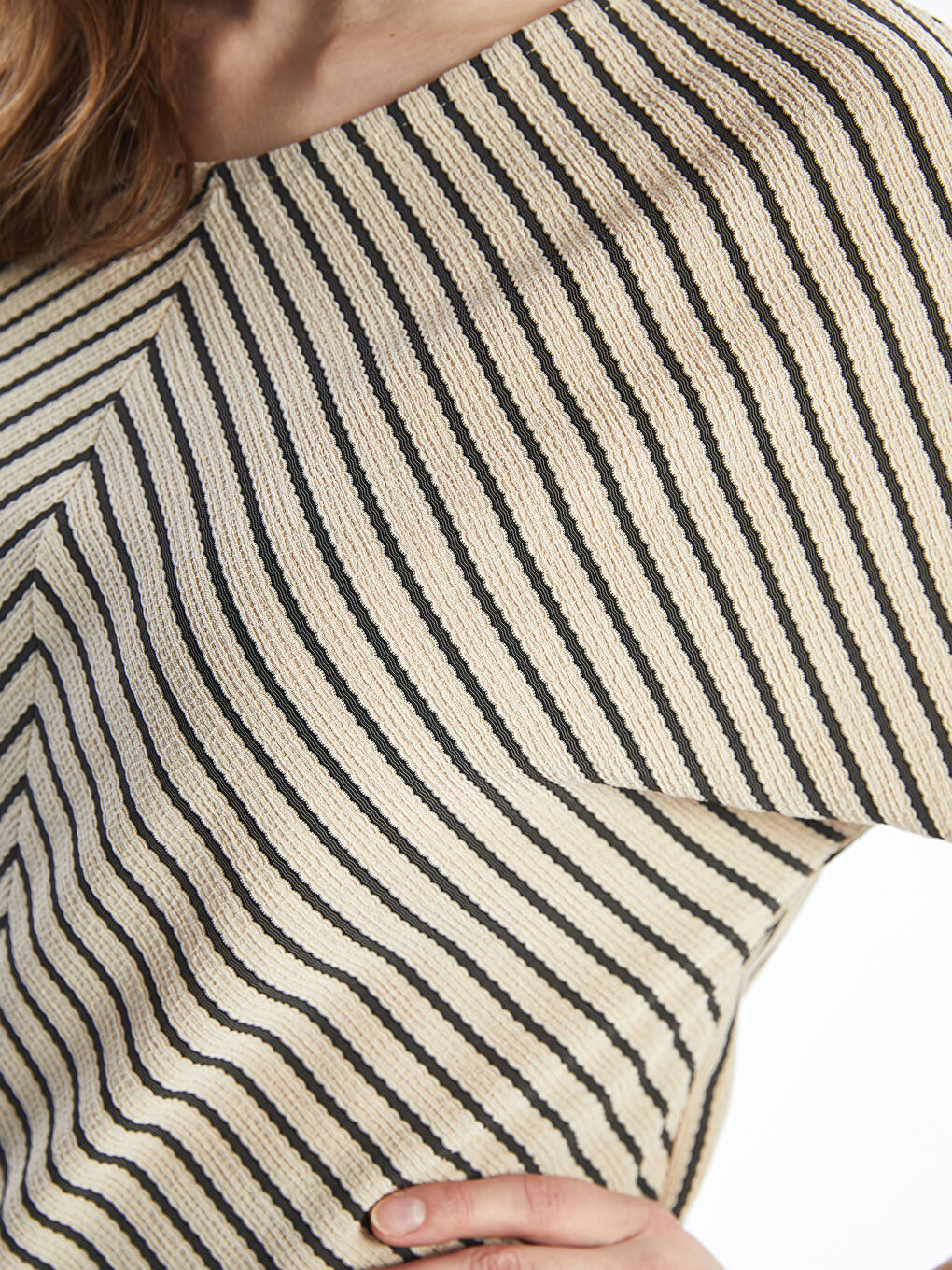 Crew Neck Striped Short Sleeve Women's T-Shirt -S4L014Z8-ELZ