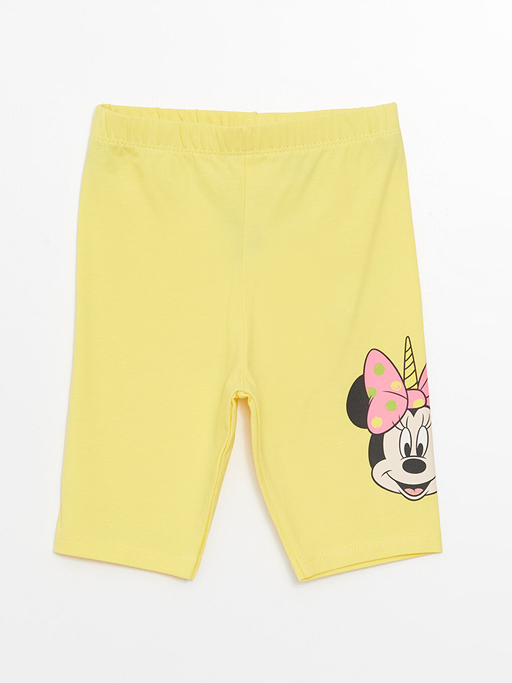 Sarı Beli Lastikli Minnie Mouse Baskılı Kız Bebek Şort