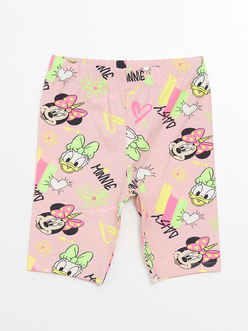 Pembe Beli Lastikli Minnie Mouse Baskılı Kız Bebek Şort