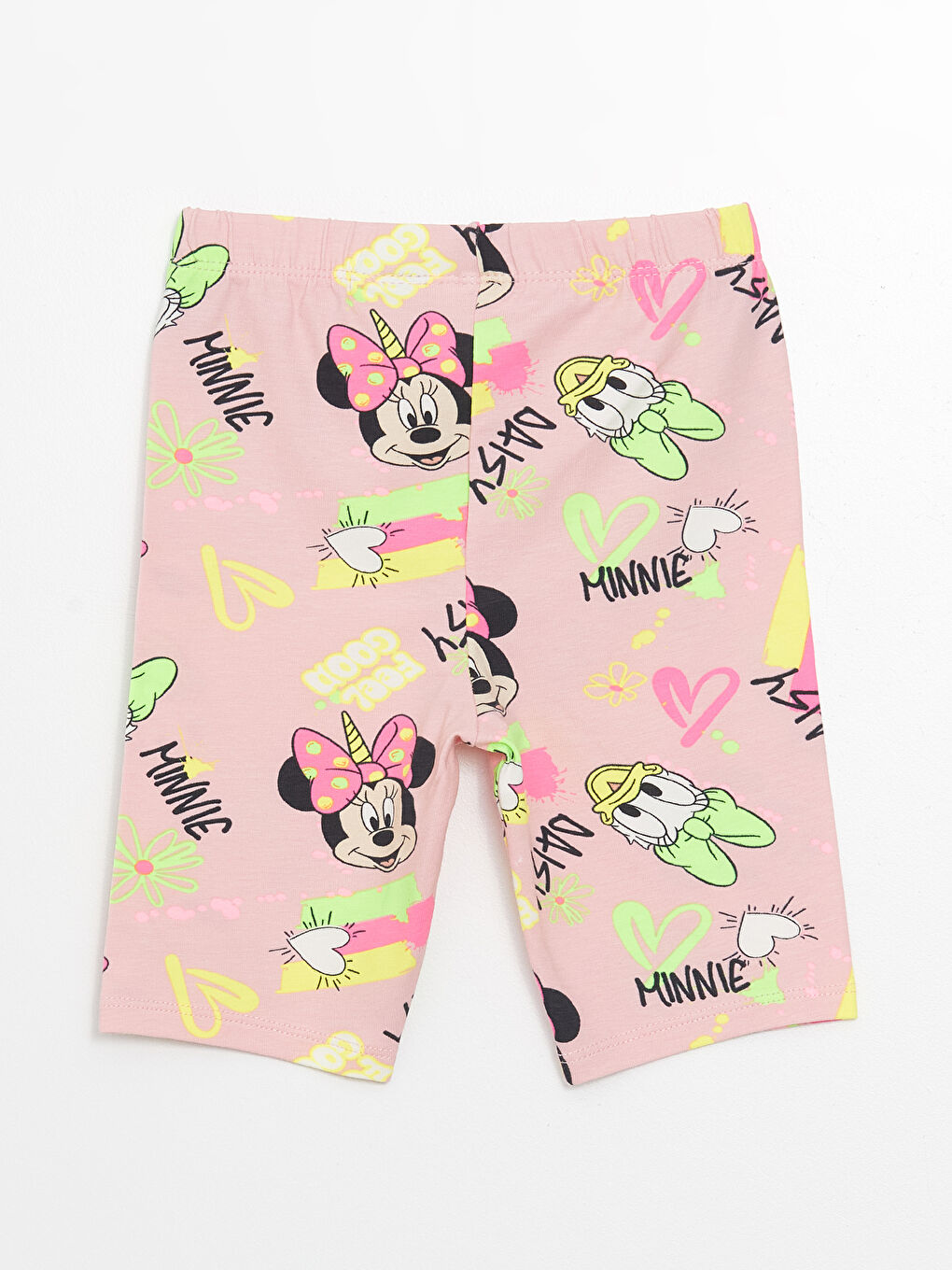 Pembe Beli Lastikli Minnie Mouse Baskılı Kız Bebek Şort-1