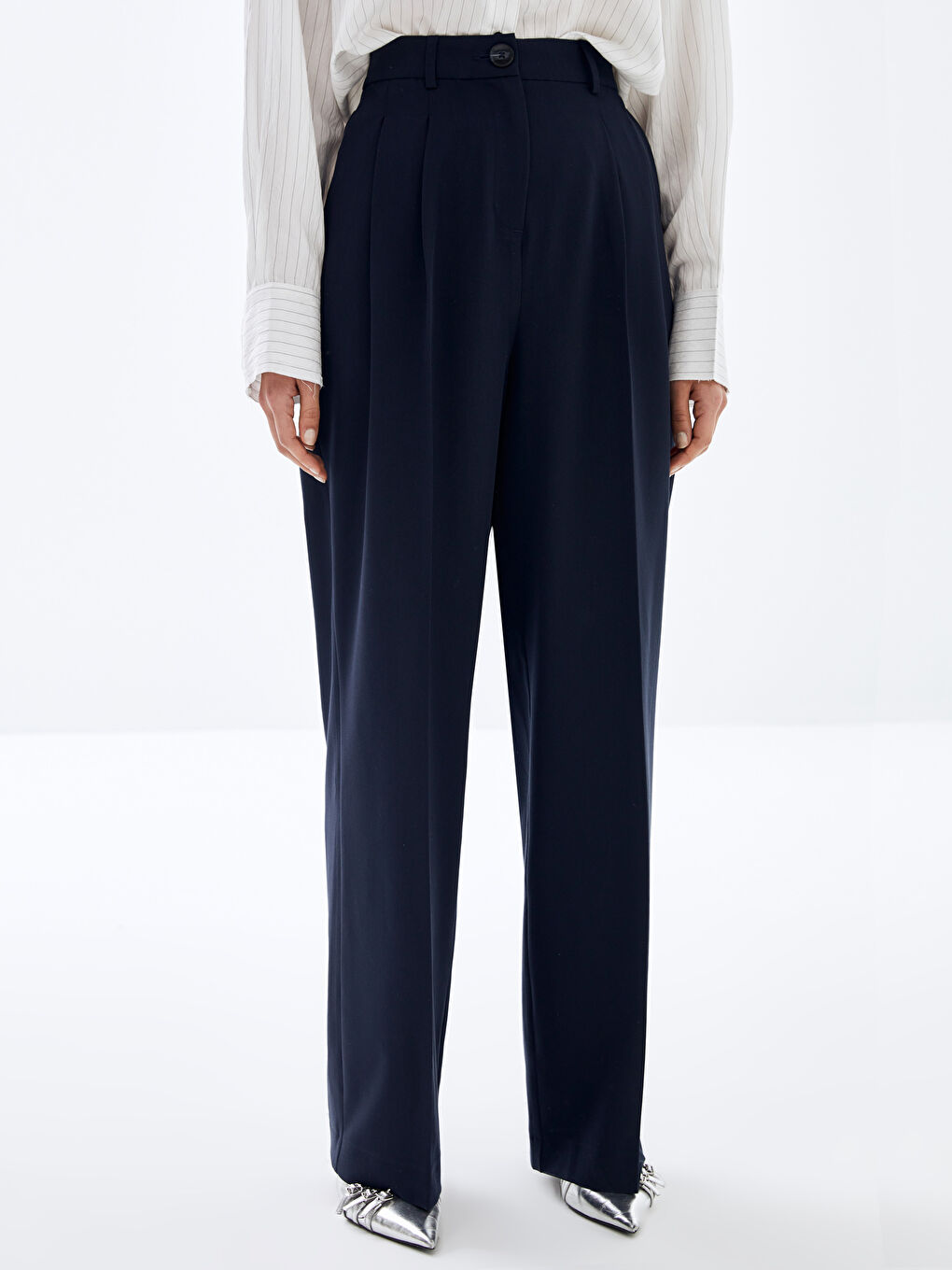 Women Comfortable Fit Straight Palazzo Trousers -S4L054Z8-YGH