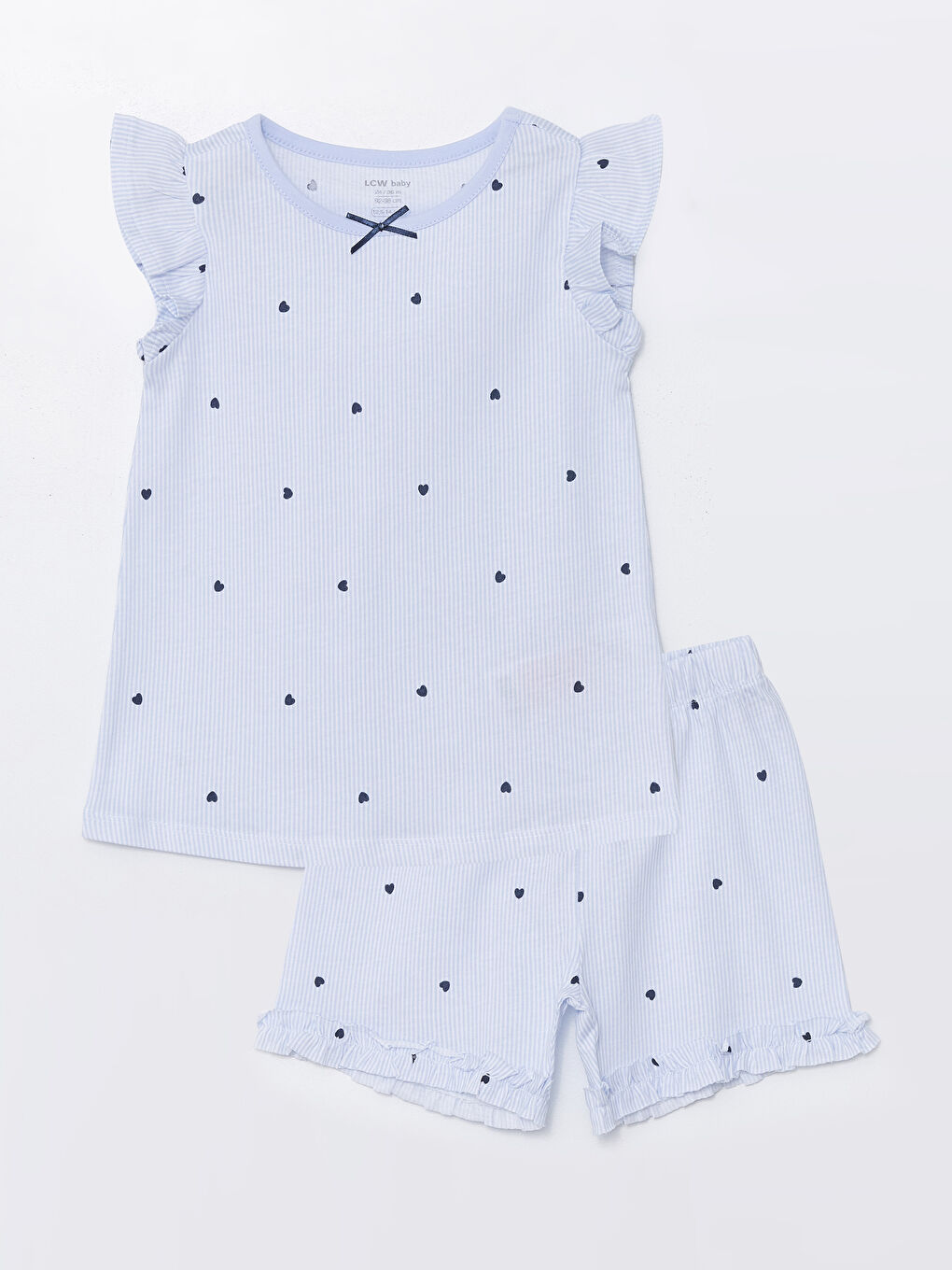 Ekru Bisiklet Yaka Kolsuz Baskılı Kız Bebek Pijama Takımı