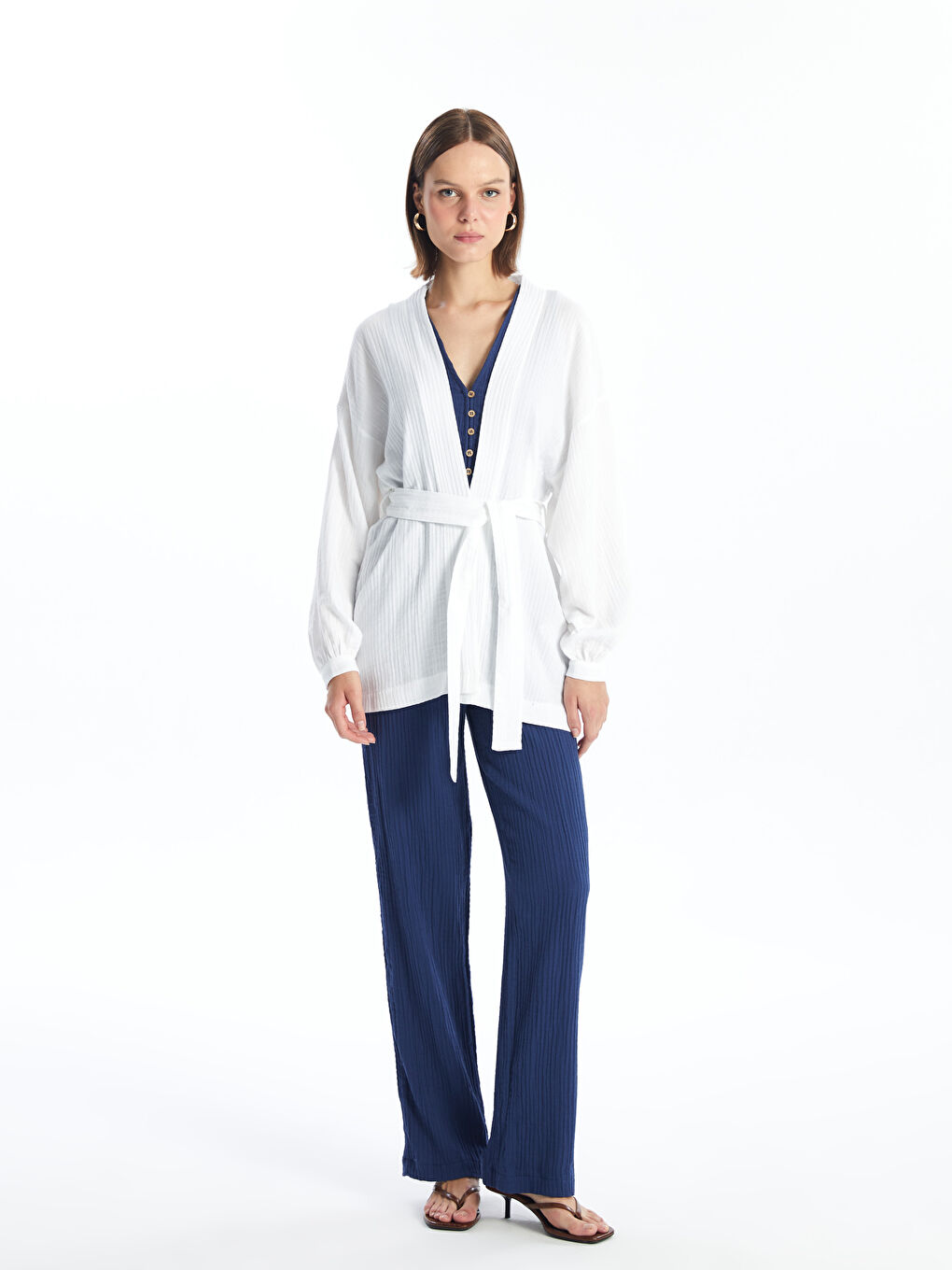 Shawl Collar Plain Long Sleeve Oversize Women's Kimono -S4L072Z8-FFB