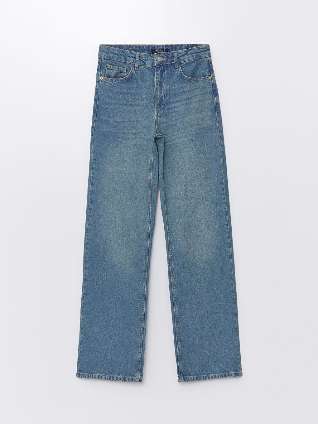 LCW Jeans Orta Ton İndigo Rodeo Wideleg Kadın Jean Pantolon - 5