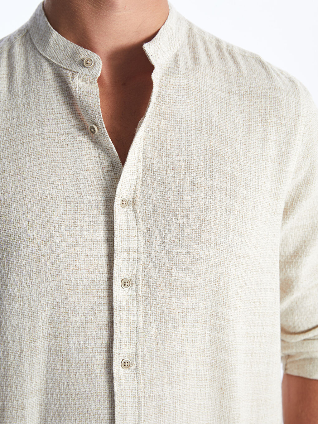 Regular Fit Long Sleeve Dobby Weave Men's Shirt -S4L077Z8-QQB