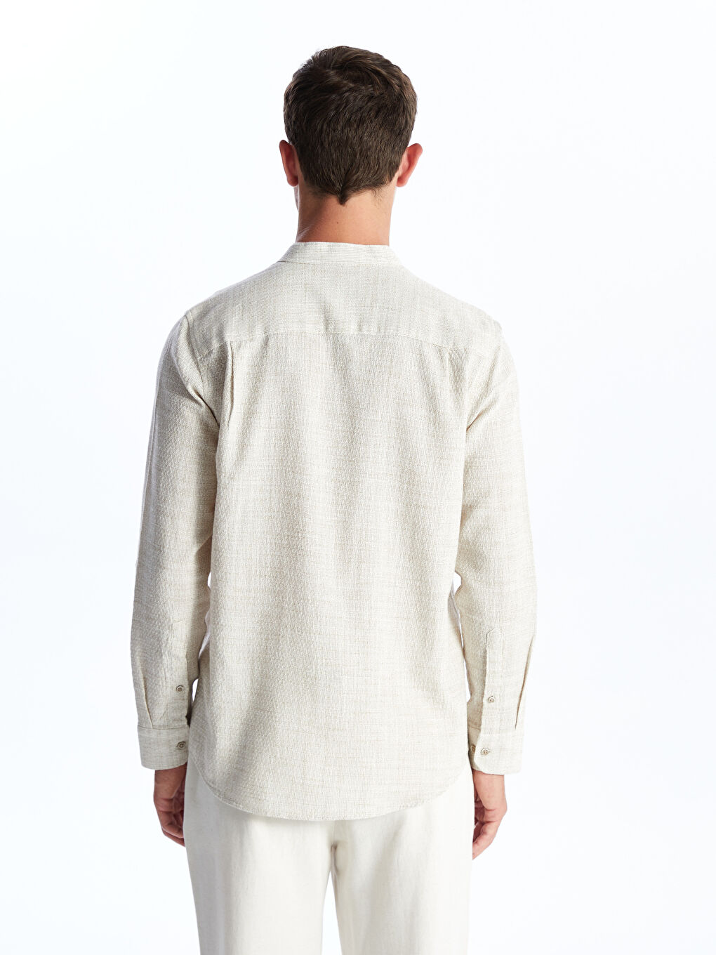 Regular Fit Long Sleeve Dobby Weave Men's Shirt -S4L077Z8-QQB