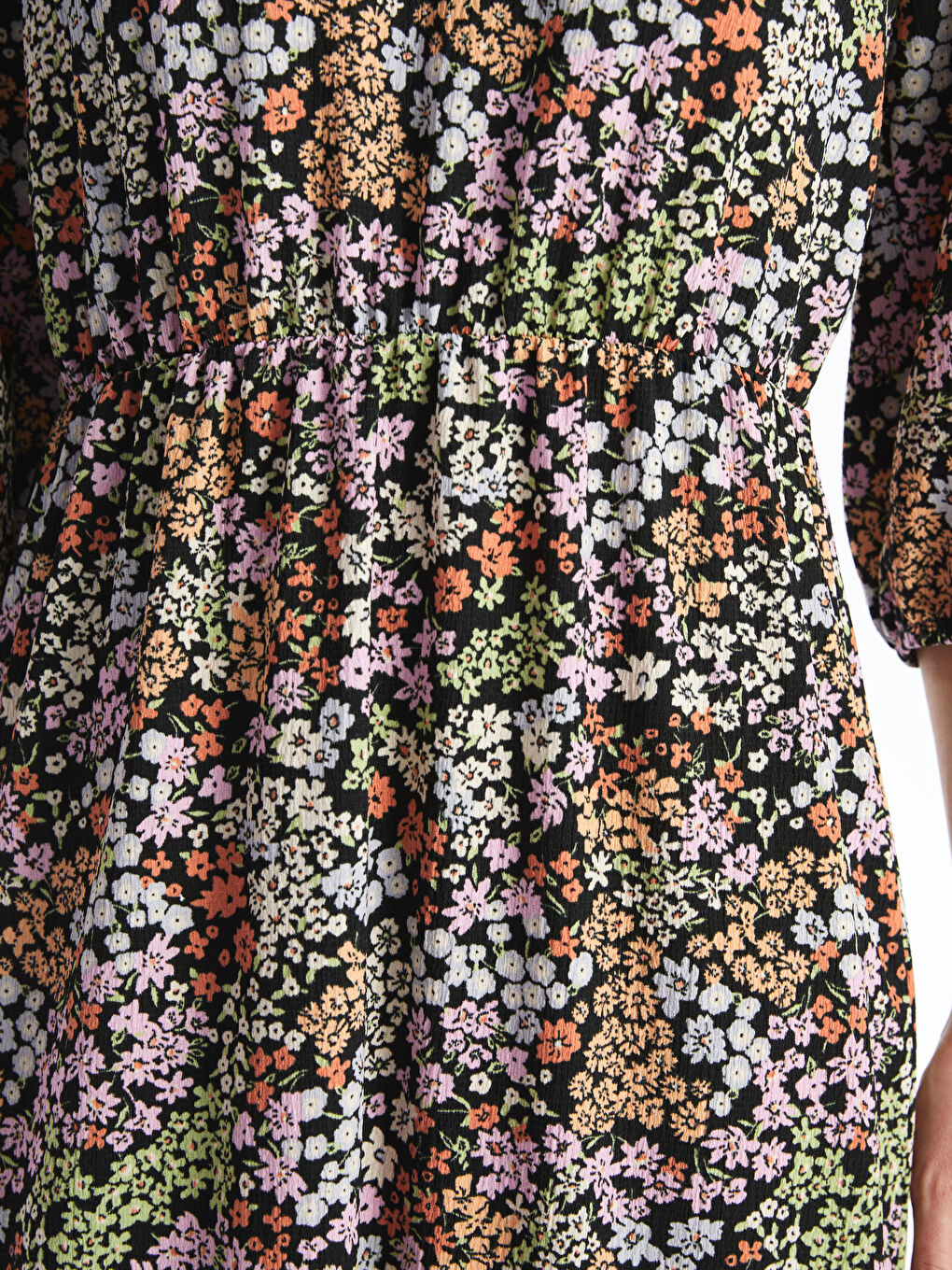 V Neck Patterned Short Sleeve Women's Dress -S4L079Z8-F9C