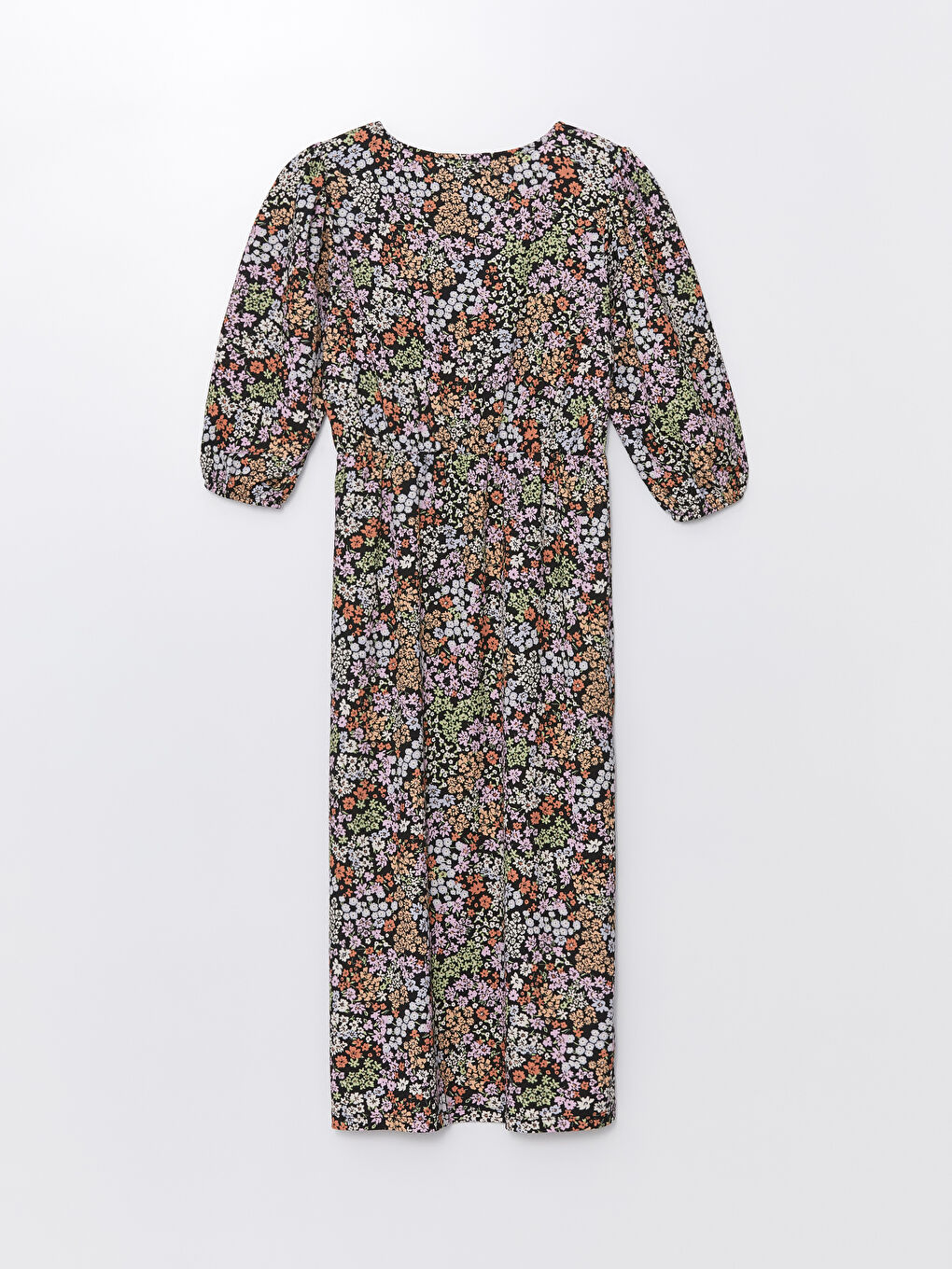 V Neck Patterned Short Sleeve Women's Dress -S4L079Z8-F9C