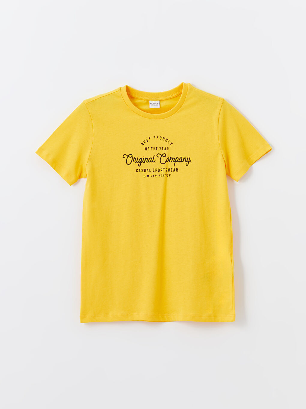 Sarı Bisiklet Yaka Baskılı Kısa Kollu Erkek Çocuk Tişört-2