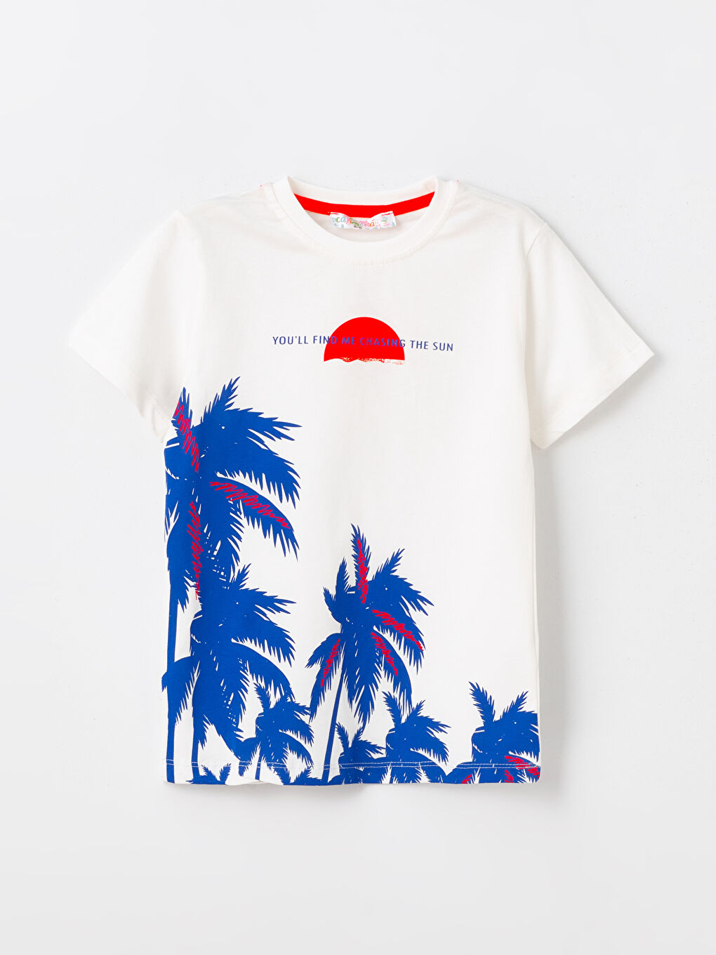 Beyaz Bisiklet Yaka Erkek Çocuk Tişört-2