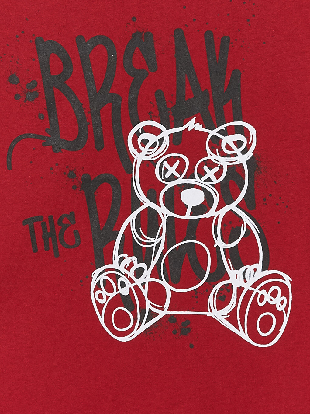 Kırmızı Bisiklet Yaka Baskılı Kısa Kollu Erkek Çocuk Tişört-2