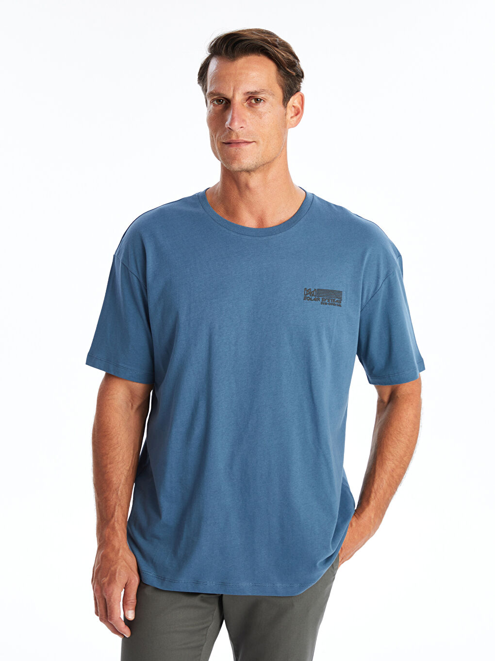 Crew Neck Short Sleeve Printed Combed Cotton Men's T-shirt -S4L126Z8-H6Q