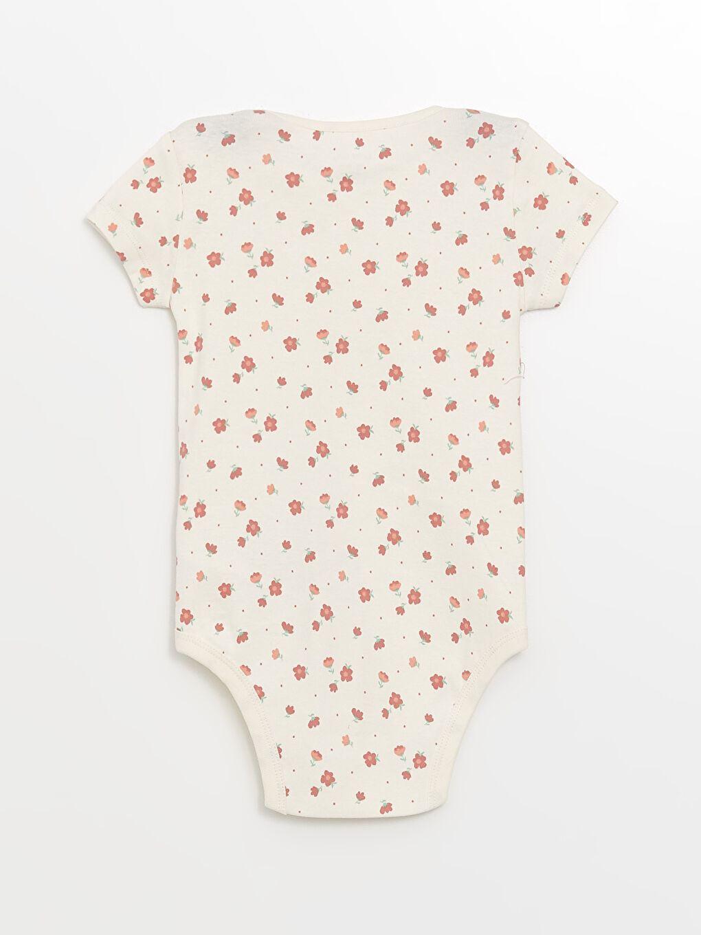 Ekru Bisiklet Yaka Çiçekli Kız Bebek Çıtçıtlı Bodysuit-1