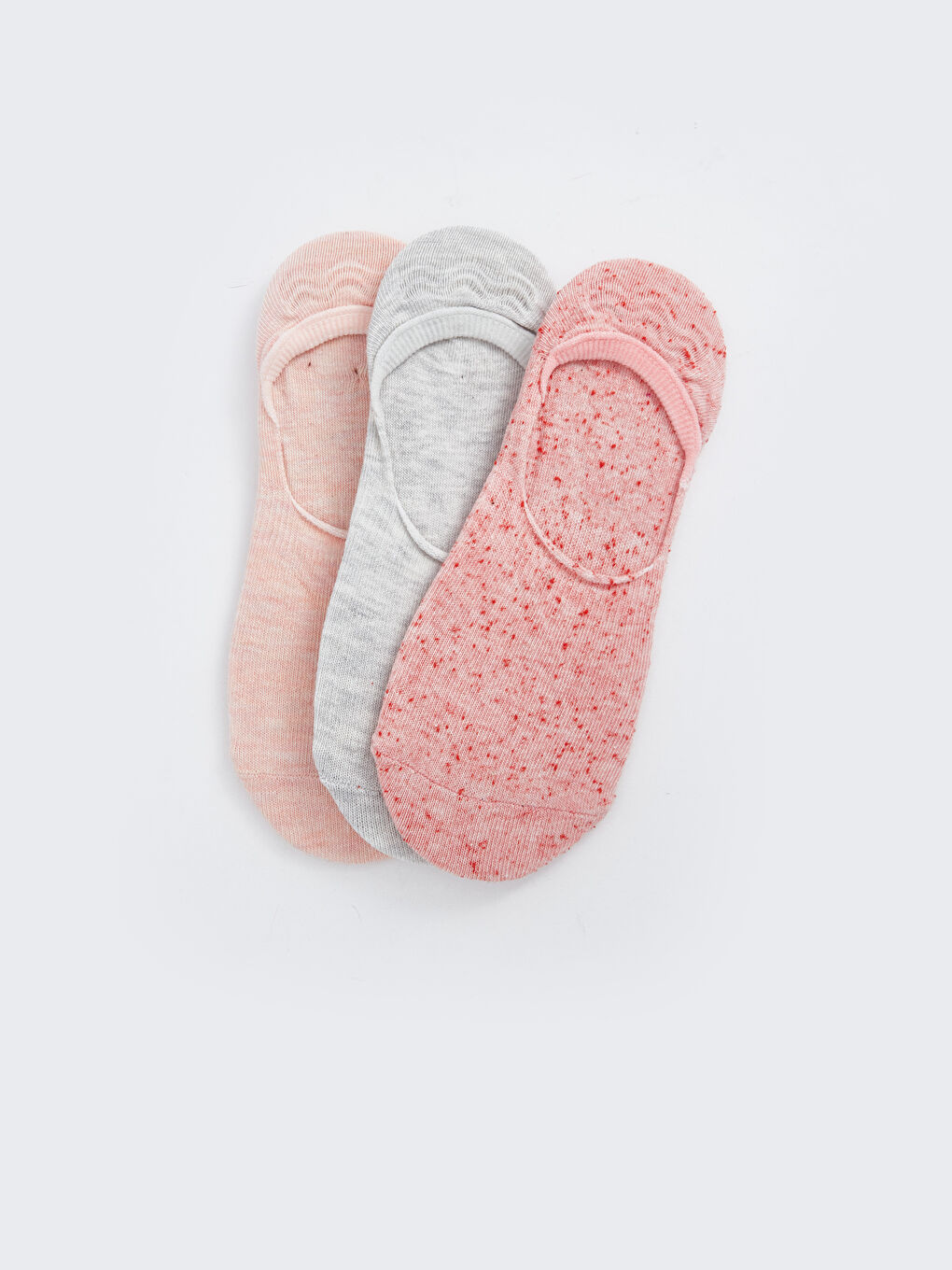 Pembe Kadın Düz Babet Çorap 3'lü-1