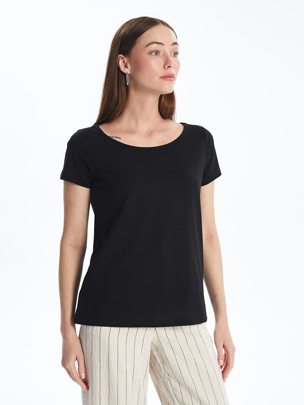 Crew Neck Regular Short Sleeve Women's T-shirt -S4L154Z8-CVL