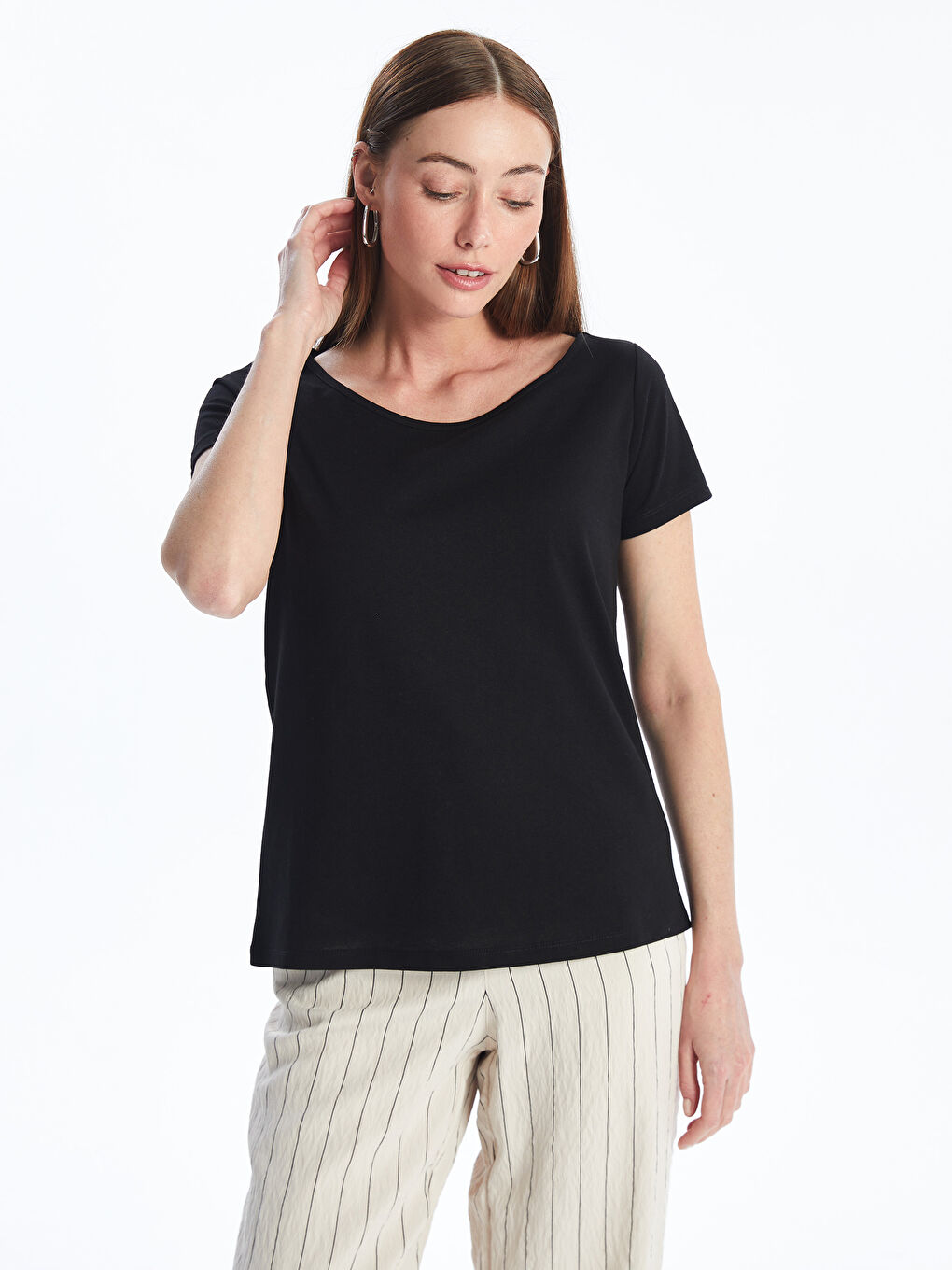 Crew Neck Regular Short Sleeve Women's T-shirt -S4L154Z8-CVL