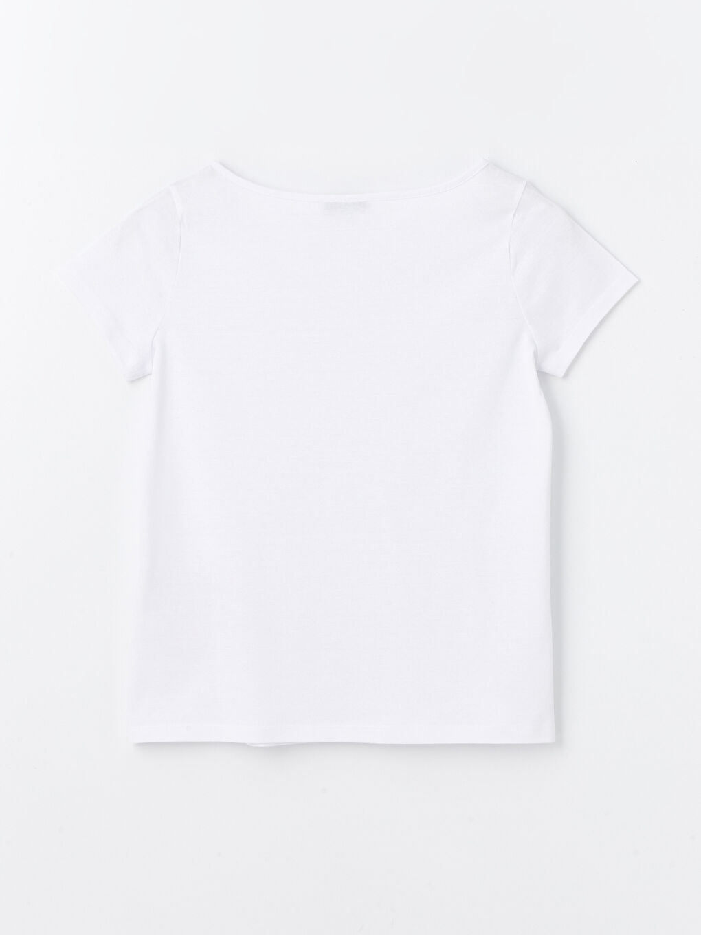 Beyaz Bisiklet Yaka Düz Kısa Kollu Kadın Tişört-6