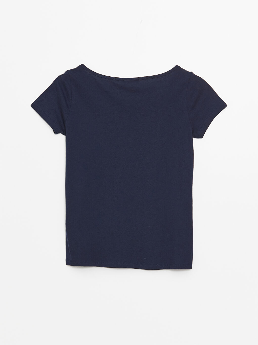 მრგვალი საყელო უბრალო მოკლე სახელო ქალებისთვის მაისური-6