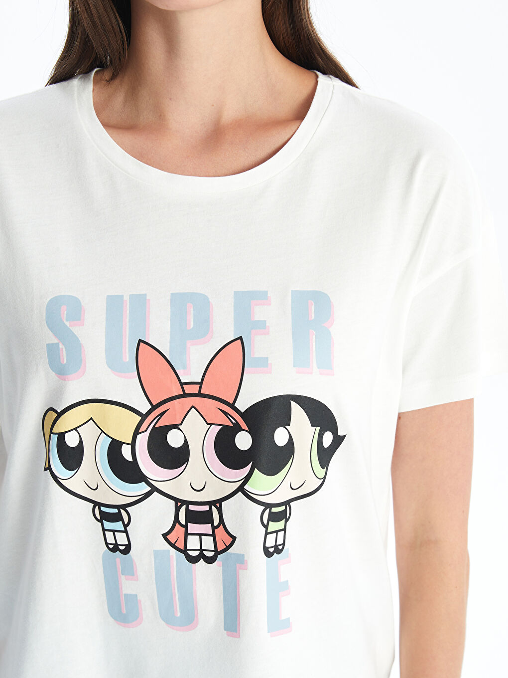 LCW Young Açık Mavi Baskılı Bisiklet Yaka Powerpuff Girls Baskılı Kısa Kollu Kadın Pijama Takımı - 3