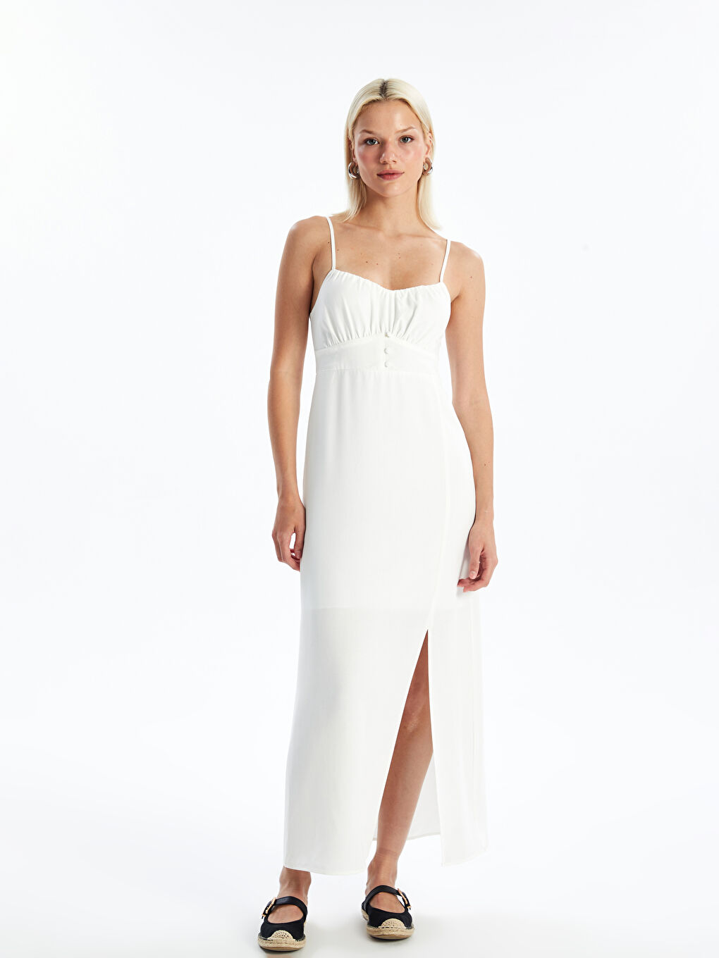 Sweetheart Neckline Straight Strap Linen Blend Women's Dress -S4L201Z8-J5E