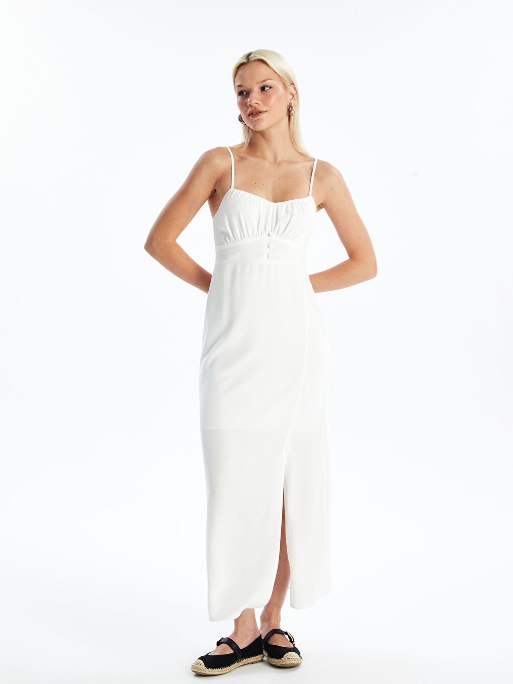 Sweetheart Neckline Straight Strap Linen Blend Women's Dress -S4L201Z8-J5E
