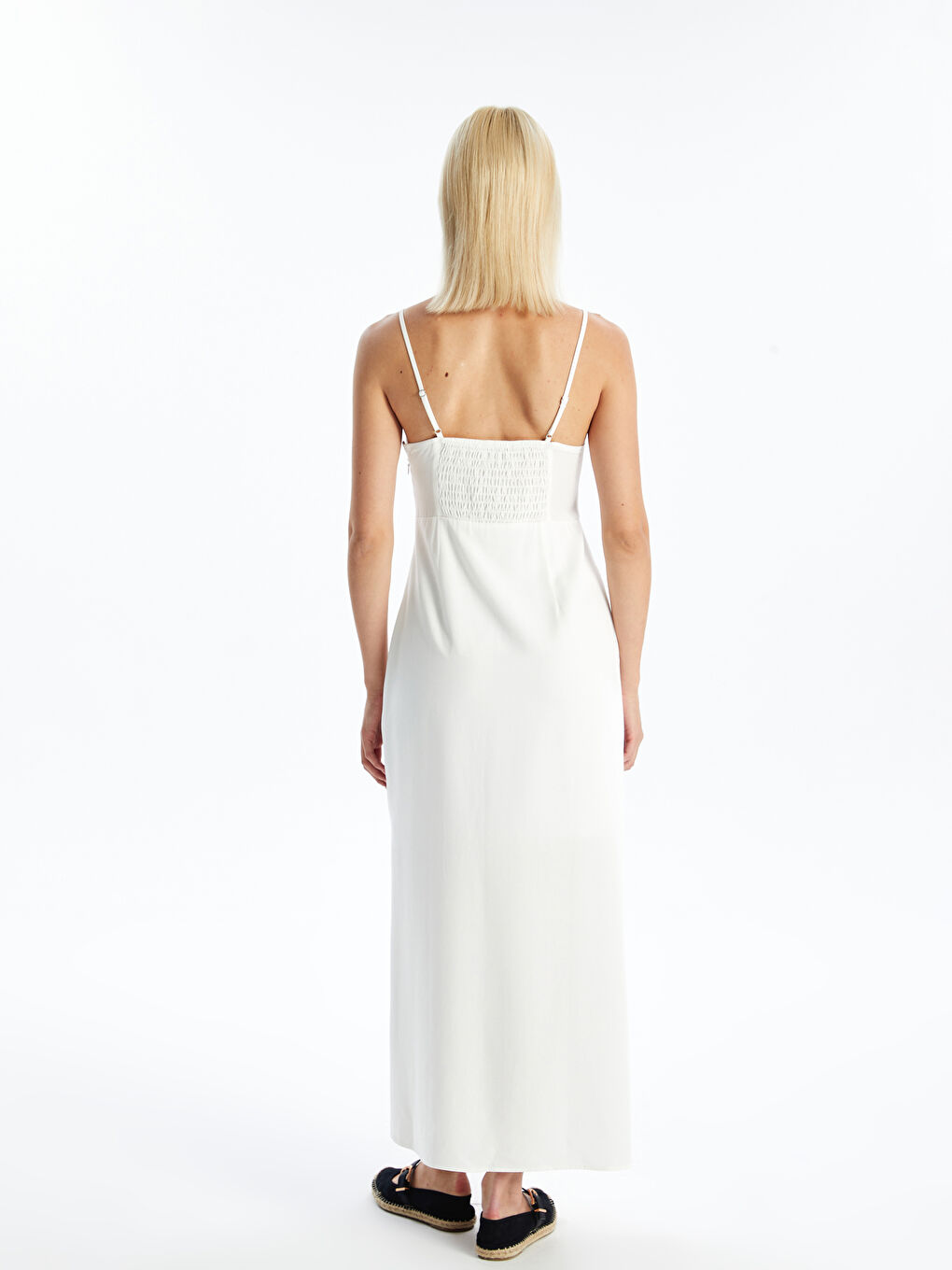 Sweetheart Neckline Straight Strap Linen Blend Women's Dress -S4L201Z8-J5E