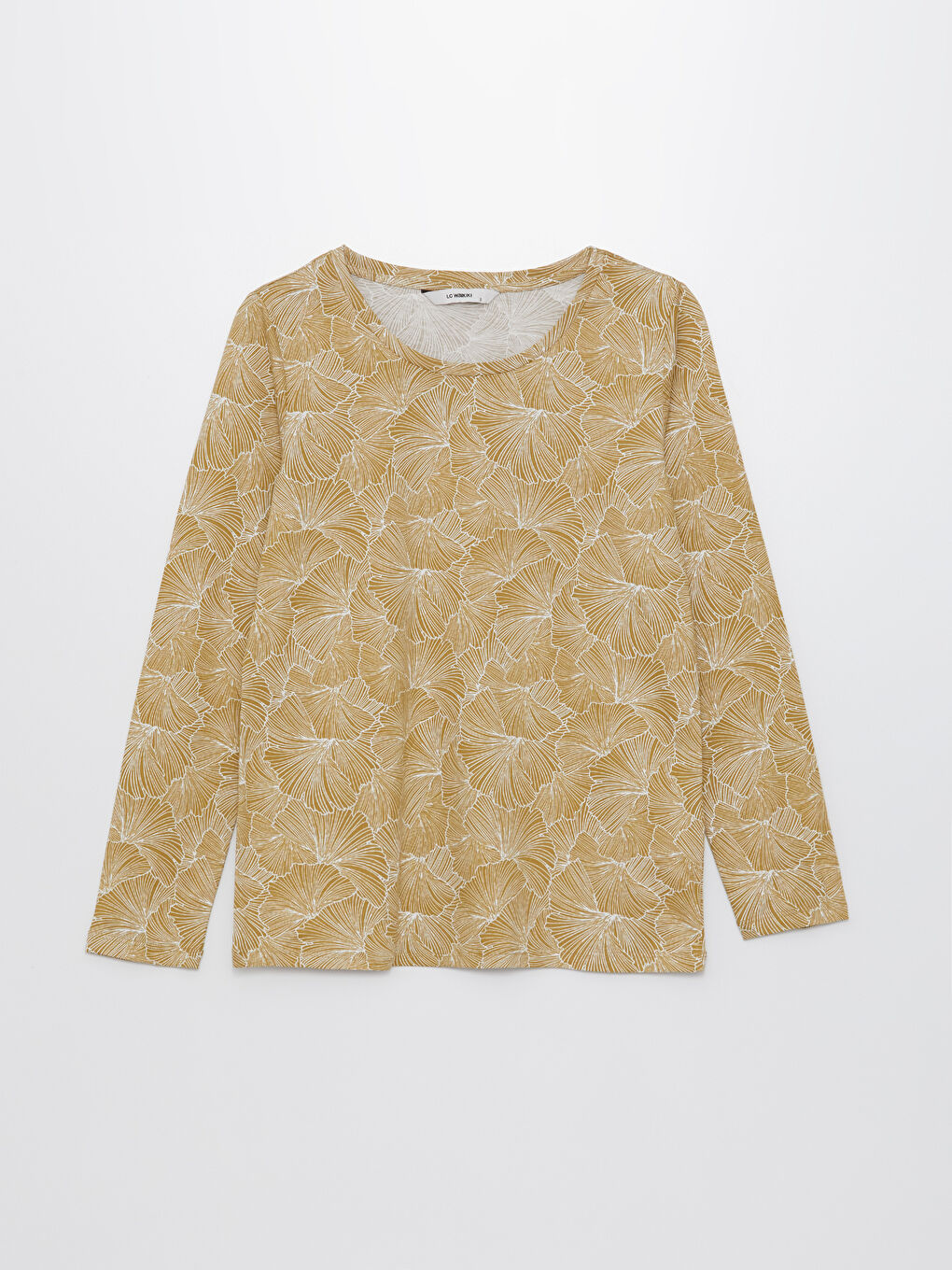 Crew Neck Patterned Long Sleeve Women's Blouse-5